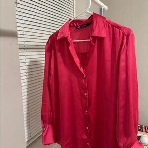 Zara Fuchsia Satin Blouse
